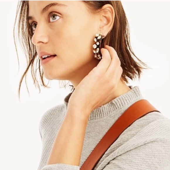 NWT J. Crew tortoise hoops with crystals - Picture 2 of 10